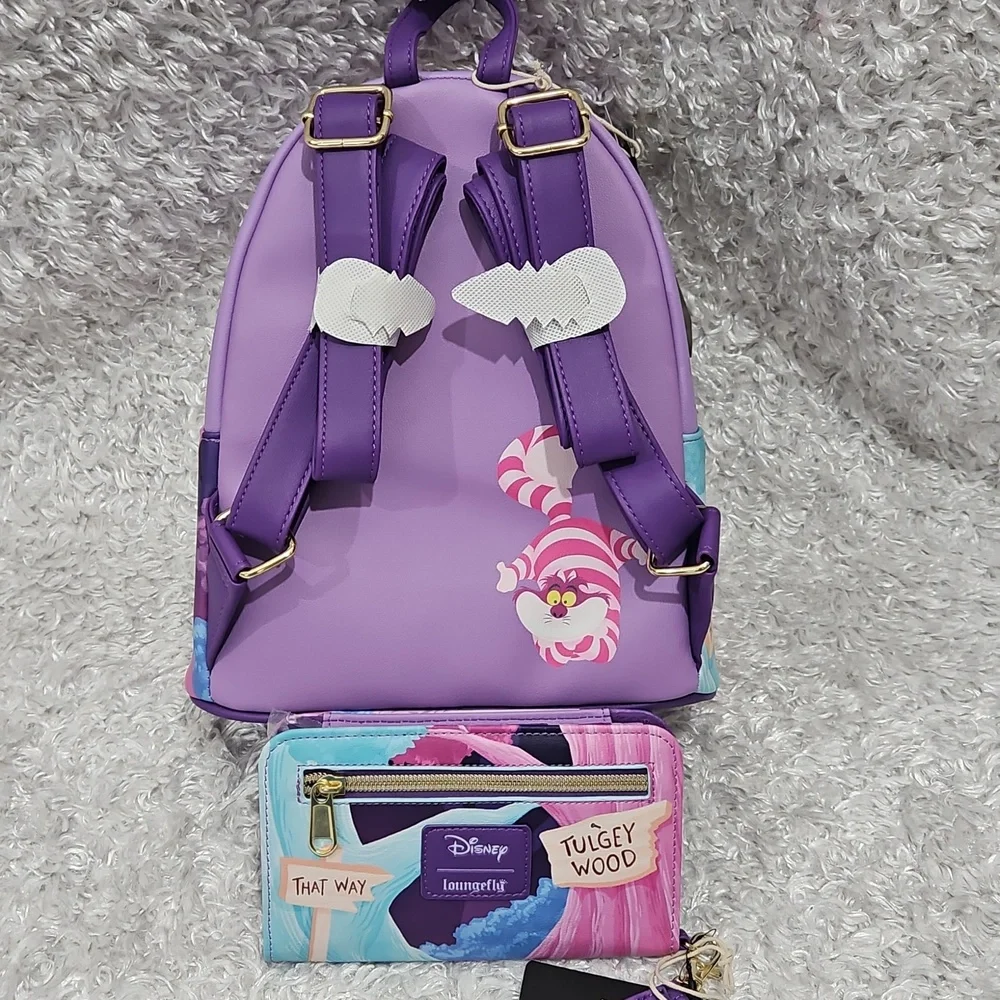 Loungefly Alice In Wonderland Wicheshire Cat Mini Backpack And Wallet Set